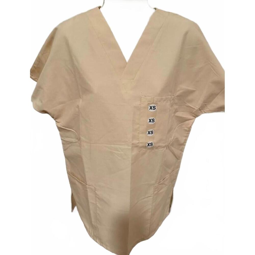 FUNDAMENTALS WOMENS‎ SIZE XSMALL SCRUB TOP TAN/KHAKI NEW